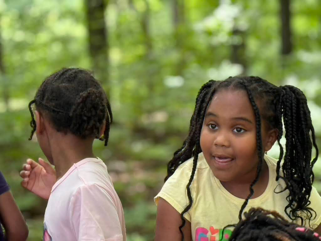Kids play outside in the AEP Nature Explore Classroom in Fort Wayne, Ind. as a way to learn about the importance of nature.